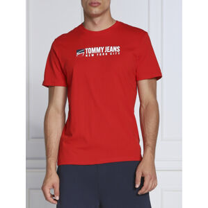 Tommy Jeans pánské červené triko ENTRY ATHLETICS - L (XNL)